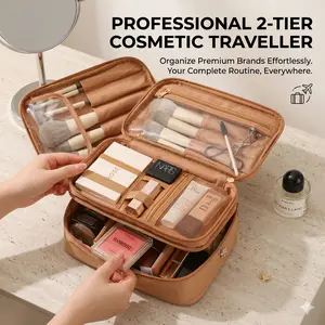 New Cross-Border Toiletry and Makeup Tool Storage Bag with Dividers, Portable Oxford Cloth Fashionable Handheld Makeup Bag for Outings