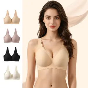 All-season ultra-thin jelly strip seamless slimming large bust appearing smaller bra miracle women wardrobe
