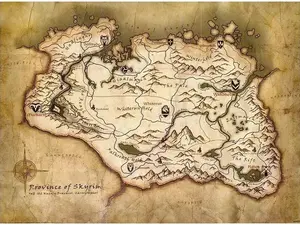 [Sale up to 45%]The Elder Scrolls V Skyrim Map of Tamriel World Map Poster Brand New  Game Print Poster,  Wall Art Wall Prints  Home Decor [No Frame] Photo Gift