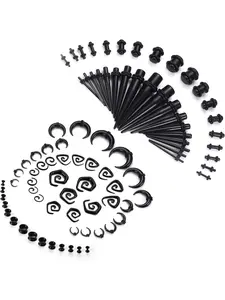 86 Pcs Colorful Ear Stretching Kit for Women Men Complete Starter Set Premium Acrylic Tapers Solid Plugs Spiral Tapers, Soft Silicone Tunnels Multi-size Ear Gauges Expanders for Body Piercings Rich Vibrant Colorful Finishes Trendy Personalized Styling