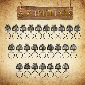 Vintage Western Cowboy Letter Keychain,Handmade Metal A-Z Initial Key Chain Clip,Personality key holder for Pocket&Bag