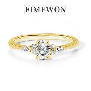 Fimewon Gold Oval Cubic Zirconia Solitaire Halo Engagement Ring & Wedding Band, elongated oval antique cut ring ,Promise Ring for Women, Fashion Daily Jewelry, Valentine's Gifts for Girlfriend Bridal Rings Anniversary Ring engagement rings marquise