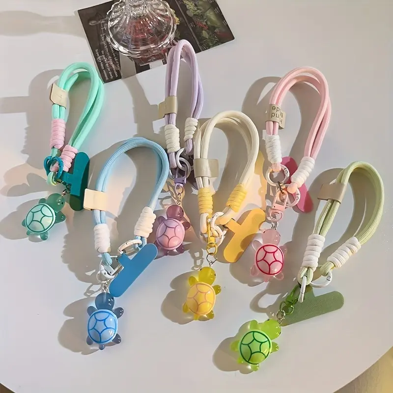 Turtle Charm Phone Lanyards - Universal Handmade Wrist Strap for Mobile Phones, Cameras, Keys - Cute Turtle Pendant Keychain Accessory - Multicolor Pack