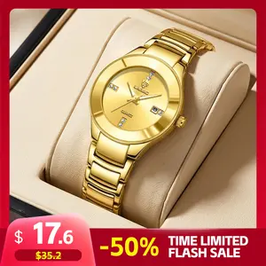LIEBIG Couple Watch Set for Men Women Luxury Gold Tone Quartz Matching Wristwatch Romantic Gift for Him and Her