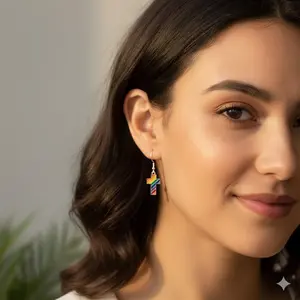 Rainbow Pride Cross Earrings – LGBTQ+ Sterling Silver Plated Dangle Earrings