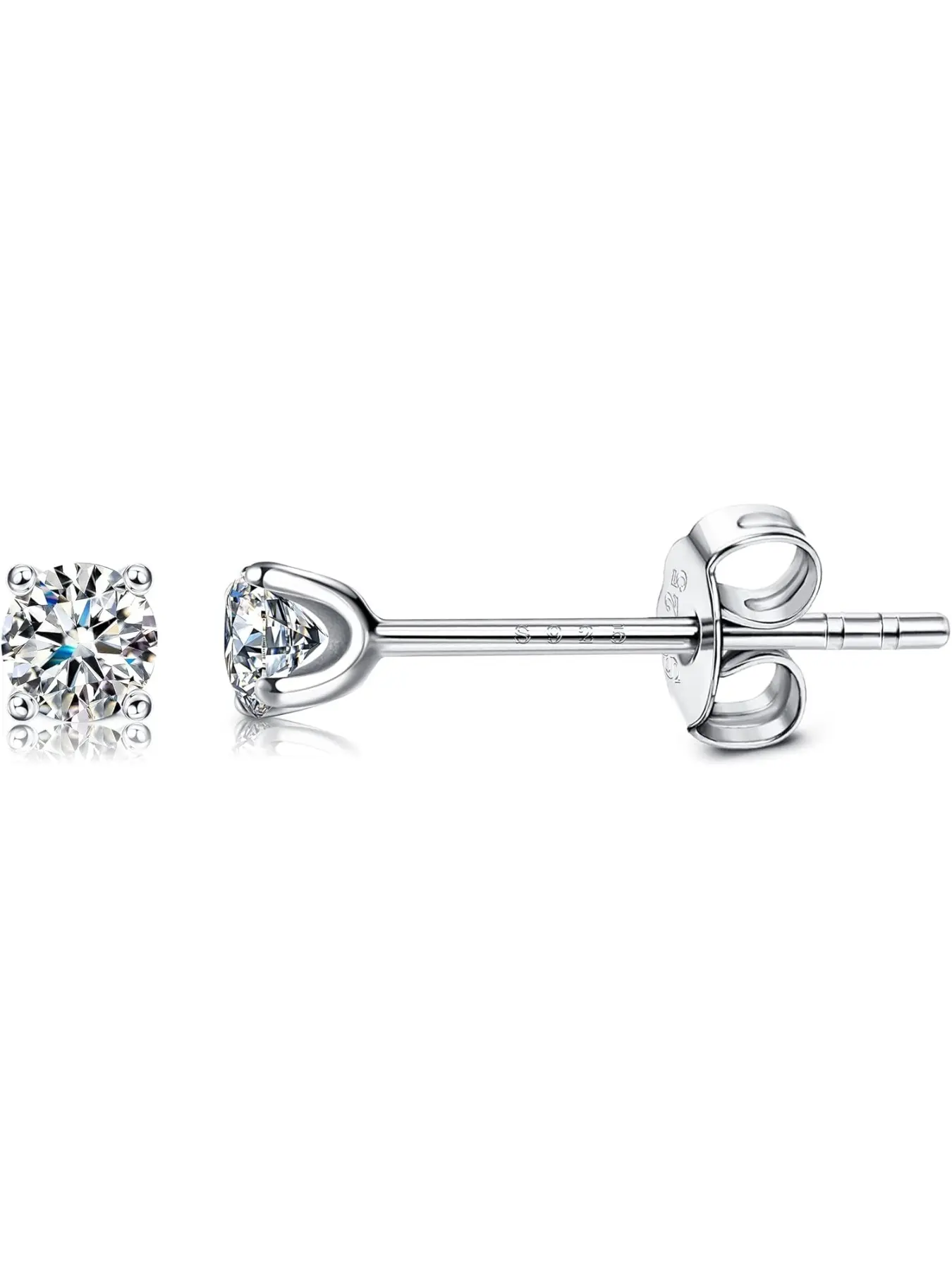 Moissanite Stud Earrings 0.1 ct Brilliant Round Cut D Color VVS1 Extra Long Post Stud Earrings Thick for Ear lobes Clarity Diamond 925 Silver Earring for Women Men Stud Earrings Jewelry Moissanite Ear Studs