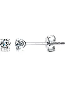 Moissanite Stud Earrings 0.1 ct Brilliant Round Cut D Color VVS1 Extra Long Post Stud Earrings Thick for Ear lobes Clarity Diamond 925 Silver Earring for Women Men Stud Earrings Jewelry