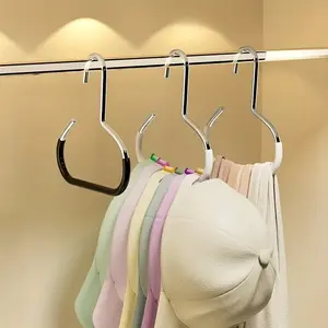 3-Pack Stainless Steel Hat Hanger Organizer, Non-Slip Round Hooks for Hats, Socks, Scarves, Underwear, Space-Saving Closet Storage Solution