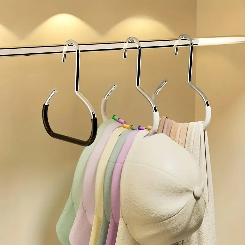 3-Pack Stainless Steel Hat Hanger Organizer, Non-Slip Round Hooks for Hats, Socks, Scarves, Underwear, Space-Saving Closet Storage Solution, Hat Holder