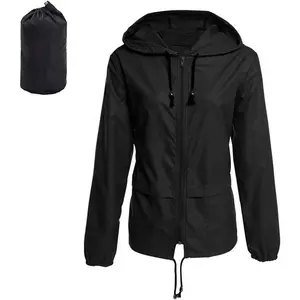 Women's Lightweight Waterproof Jacket Packable Hooded Raincoat in a Bag Sun Protection Windproof Rain Jacket