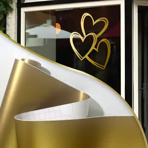 1PC 12.01 X 59.06 Inches Matte Gold Adhesive Lettering Film Waterproof and Durable Vinyl Material Personalised Handmade DIY Engraving Sticker Suitable for Cutting Machines Cups Metal Ceramics Vehicle Exterior Holiday Decorations