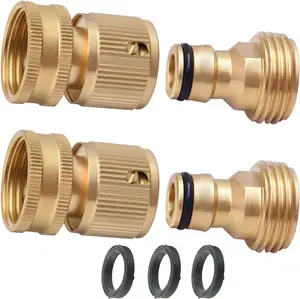 Heavy Duty Brass Garden Hose Quick Connect Fittings, 2 Set