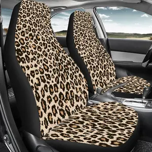 1 Set Leopard Print Car Seat Protector Universal All-Year, 2pcs High-Back Leopard Print Car Seat Covers, Car Decor, Car Seat Decorative, Car Accessories Interior, Easy Care Machine Washable Polyester, Gift for Friends, Car Seat Cushion