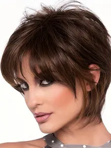Short Hair Bangs Wig for Women, Heat Resistant Natural Shine Synthetic, 70s Style, Perfect for Carnivals, St Patrick's Day, Parties