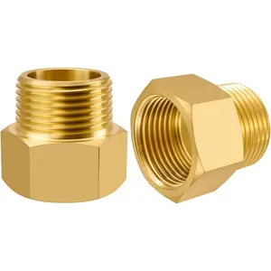 2-Pack Brass Pipe Fitting 3/4 NPT Thread Male to 3/4 NPT Thread Female Reducer Adapter, Brass Pipe Extension Connectors