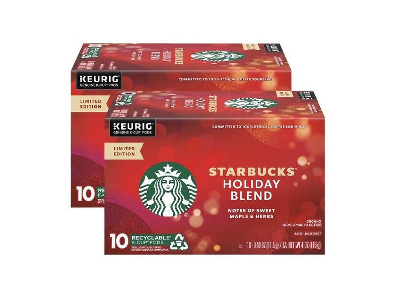Starbucks K-Cup Coffee Pods Holiday Blend Pack of 20 Medium Roast Maple & Herbs Flavor Compatible with Keurig Machines Festive Flavor
