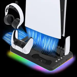 Dual PS5 Controller Charging Dock with Cooling Fan & 3-Port USB Hub