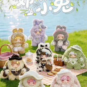 LUXI  600% The Little Rabbit on a Picnic series Plush Toy Doll Blind Box Collection，Bunny Plush Dolls，Soft Furry Collectibles 6+2Hidden,summervibes