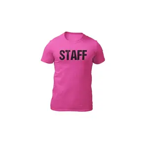 Staff Men's T-Shirt Front & Back Print (Distressed Design, Neon Pink & Black)