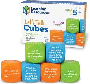 Learning Resources Let's Talk! Cubes, 6 Cubes with 36 Prompts, Ages 5+,Conversation Cubes, SEL Therapy,Back to School Supplies,Teacher Supplies