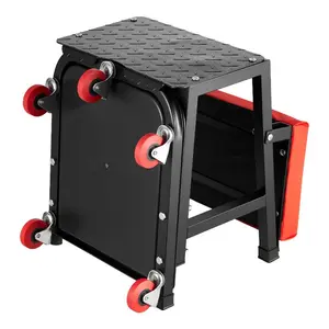 VEVOR Mechanic Stool, 300 lbs Capacity Garage Seat/Work Stool with Wheels, 360 Swivel Rolling Workshop Stool with Tool Tray, Mechanics Creeper Seat/Step Stool, for Garage, Shop Auto Repair, Black