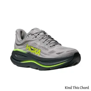 Grey & Black Running Sneakers with Neon Green Accents, Breathable Knit Mesh Upper, Ultra-Cushioned Curved Midsole, Lightweight Shock-Absorbing Footwear for Long Runs & All-Day Casual Wear