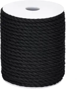 Macrame Cord, Black Cotton Rope, 6mm x 32Yard  White Cotton Macrame Rope, 3 Strand Twisted Cotton String for Wall Hanging,  Hangers, Macrame Supplies, DIY Crafts, Knitting