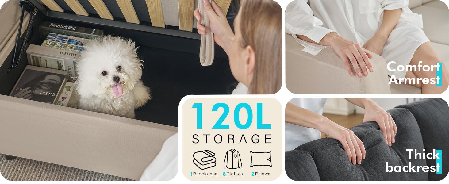 【Ships in 2 Boxes】AMERLIFE Sleeper Sofa Couch, 85'' L Shaped Design Pull Out Sofa with Storage Seater, Modern Sectional  Sofa for Living Room,  Apartment