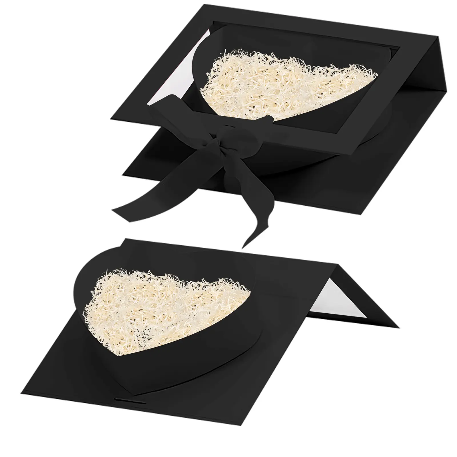 2pcs Valentine Flower Boxes Heart Shaped Boxes Floral Gift Box Assorted Sizes with Transparent Window Lids and Ribbons for Luxury Flower Gift Arrangements Wedding