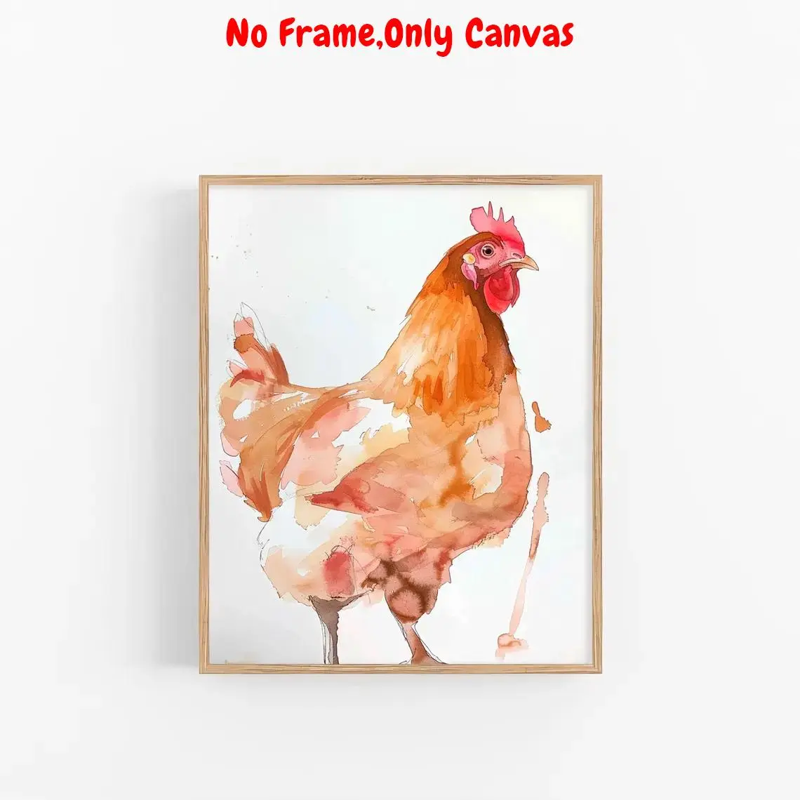 Chicken Watercolor Painting, Modern Canvas Wall Art, Wall Decor for Home Living Room Bedroom Farmhouse, Poster