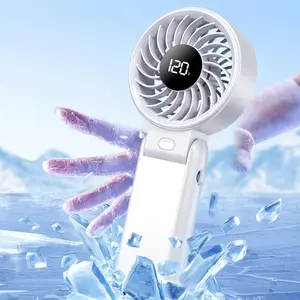 12-Speed Handheld Fan with Lanyard, 90-Degree Foldable Design, Long Battery Life, LCD Display, Quiet Strong Wind, Multi-Scene Use, Rechargeable Personal Fan