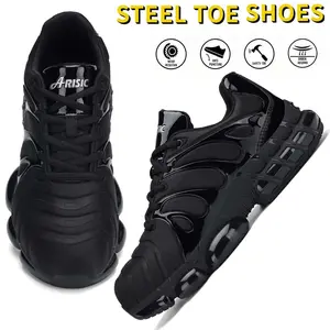 Steel Toe Shoes for Men Women Wide Sneakers Lightweight Puncture Proof Safety Sneakers Comfortable Safety Shoes Colorful Tennis Work Shoes Black Closed Footwear Bridal Bridal
