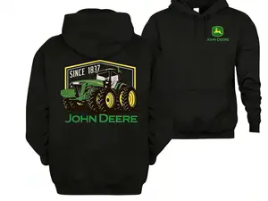 John Deere Real Farmers Wear This Tractor Hoodie Since 1837 Funny Stylish Cotton Pullover Cozy Fall Winter Farm Life Outfit Casual Work Weekend Wear Meaningful Gift for Dad Agriculture Lovers