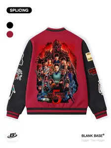 Stranger Things Varsity Jacket Graphic Print Fans, Casual Streetwear Coat, Oversized Baseball Jacket Outfit
