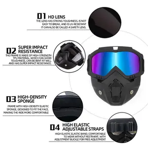 Vintage Harley Motorcycle Full Face Mask, Breathable Outdoor Riding Goggles, Adjustable Dustproof Off-road Motorcycle Goggles, Riding Gear, HD Lens