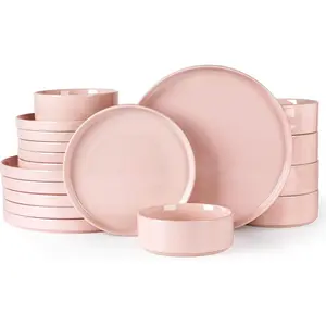 Dinnerware Set for 6, 18 count Speckled Plates and Bowls Set with Glazed Bottom, Chip & Scratch Resistant Stoneware Plates Sets, Dishwasher & Microwave Safe Dishes (, Service for 6)