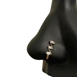 Statement Gold Statement Zigzag Diamond Nose Cuff - Surgical Steel, Lead & Nickel Free, Hypoallergenic, Durable & Great Quality, Unique Zigzag Design