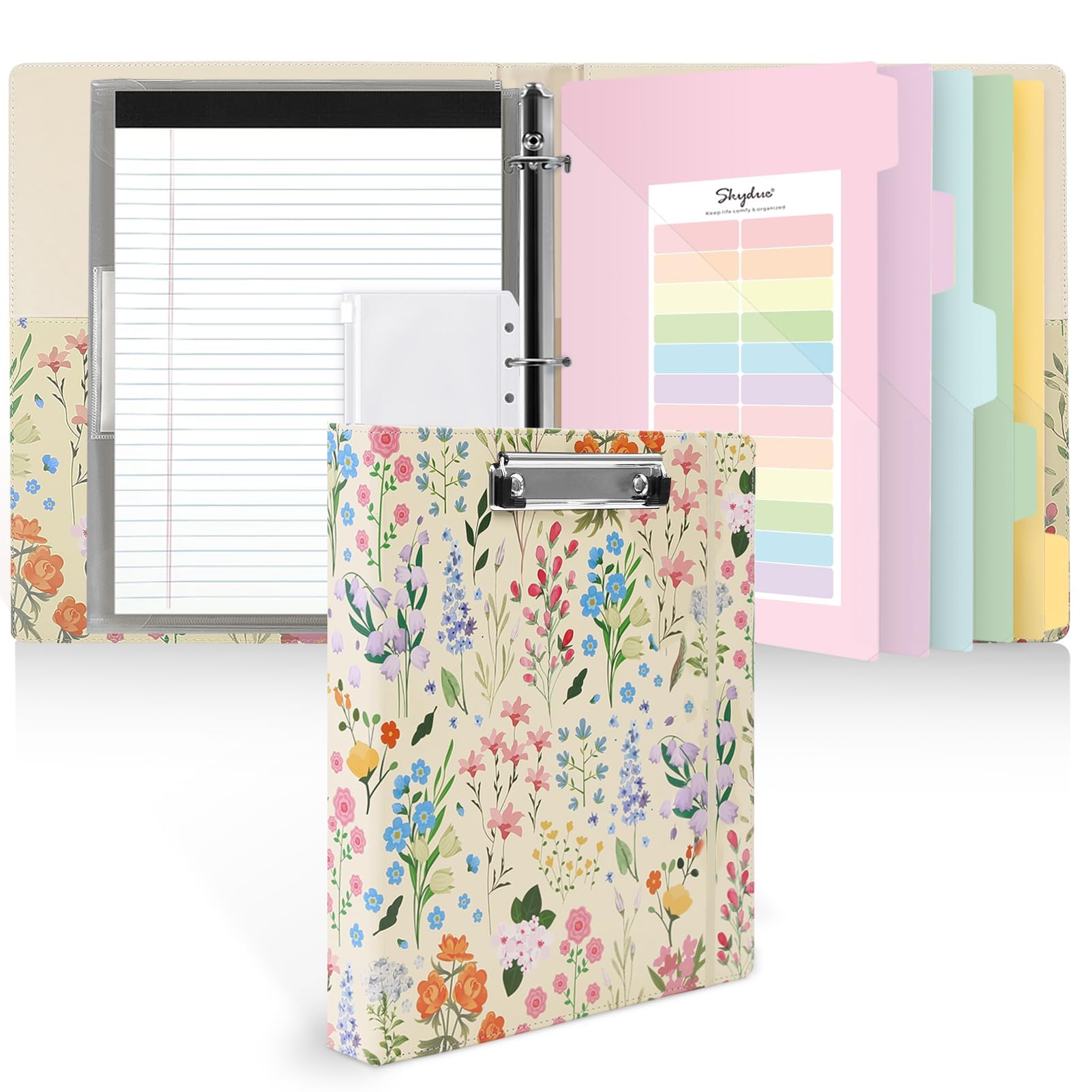SKYDUE 1 Inch PU Clipboard Binder with Refillable Notepad, 5 Dividers, 10 Pockets & Labels, Letter Size,back to school,back to school shopping SKYDUE 1 Inch PU Clipboard Binder with Refillable Notepad, 5 Dividers, 10 Pockets & Labels, Letter Size,back to school,back to school shopping