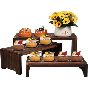 3-Tier Wooden Cupcake Stand & Display Risers, for  Desserts & , Sturdy &