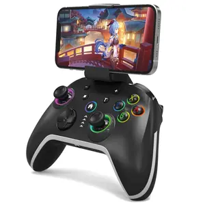 Mobile Gaming Controller for /Android//Laptop, Wired Control for PC/Steam, Programmable  Gamepad with Phone Clip for Gamer, with RGB Lighting Effect/Turbo/Vibration