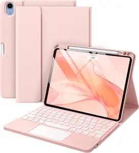 Compatible with iPad Air 11 Inch & Air 5th/ Air 4th Generation Case with Keyboard - Multi-Touch Trackpad, 7-Color Backlit, Detachable Folio Cover for Air 11-inch M3/M2 (2025/2024) (Light )