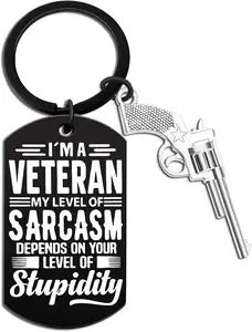 Vietnam Veteran Gift for Men - Veterans Day Decorations Funny Keychain - Army, Air Force, Navy, Marine Corps Keyring - Retirement Gift