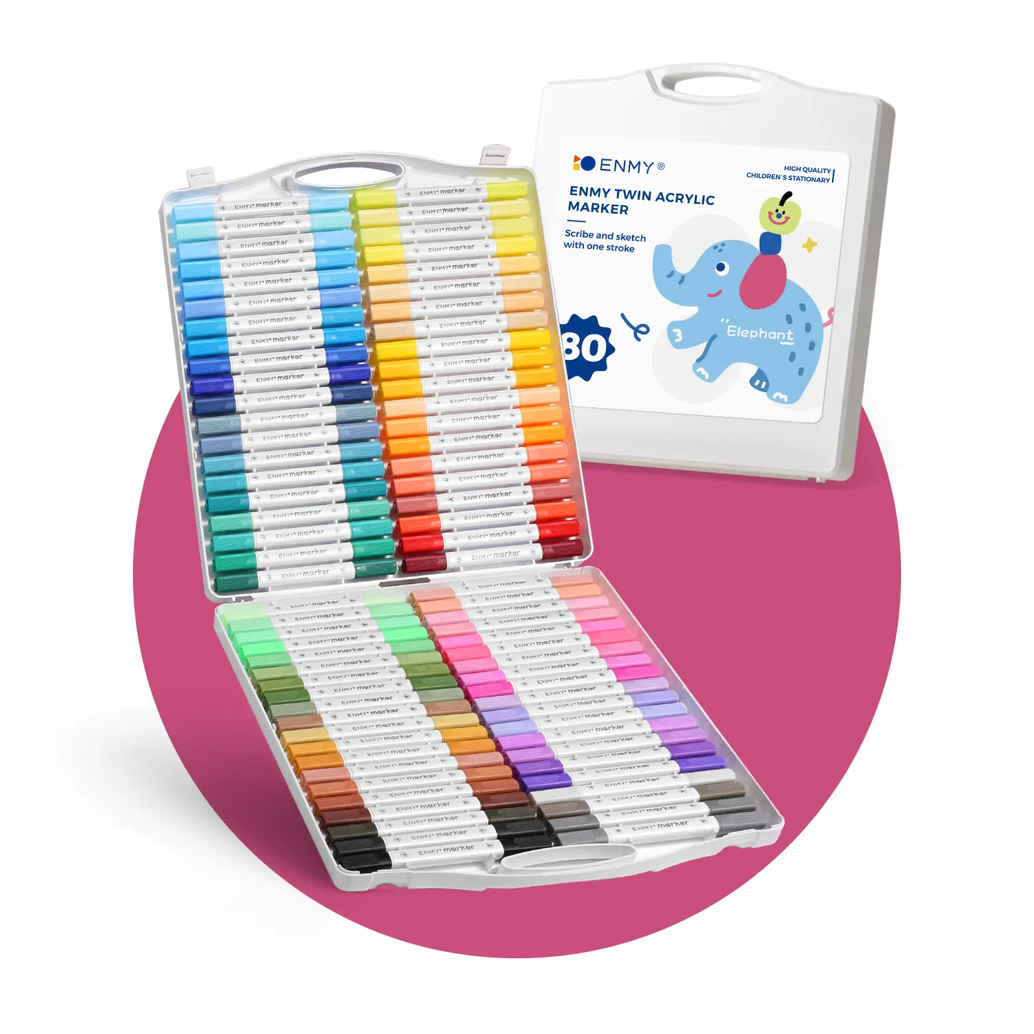 ENMY Dual Tip Acrylic Paint Markers, cute school supplies Acrylic Paint Marker Pens with Portable Case, Acrylic Art Markers for Art & Craft Supplies for Glass, Pottery, Ceramic, Rock, Canvas, DIY Art Supplies acrylic markers markers acrylic markers