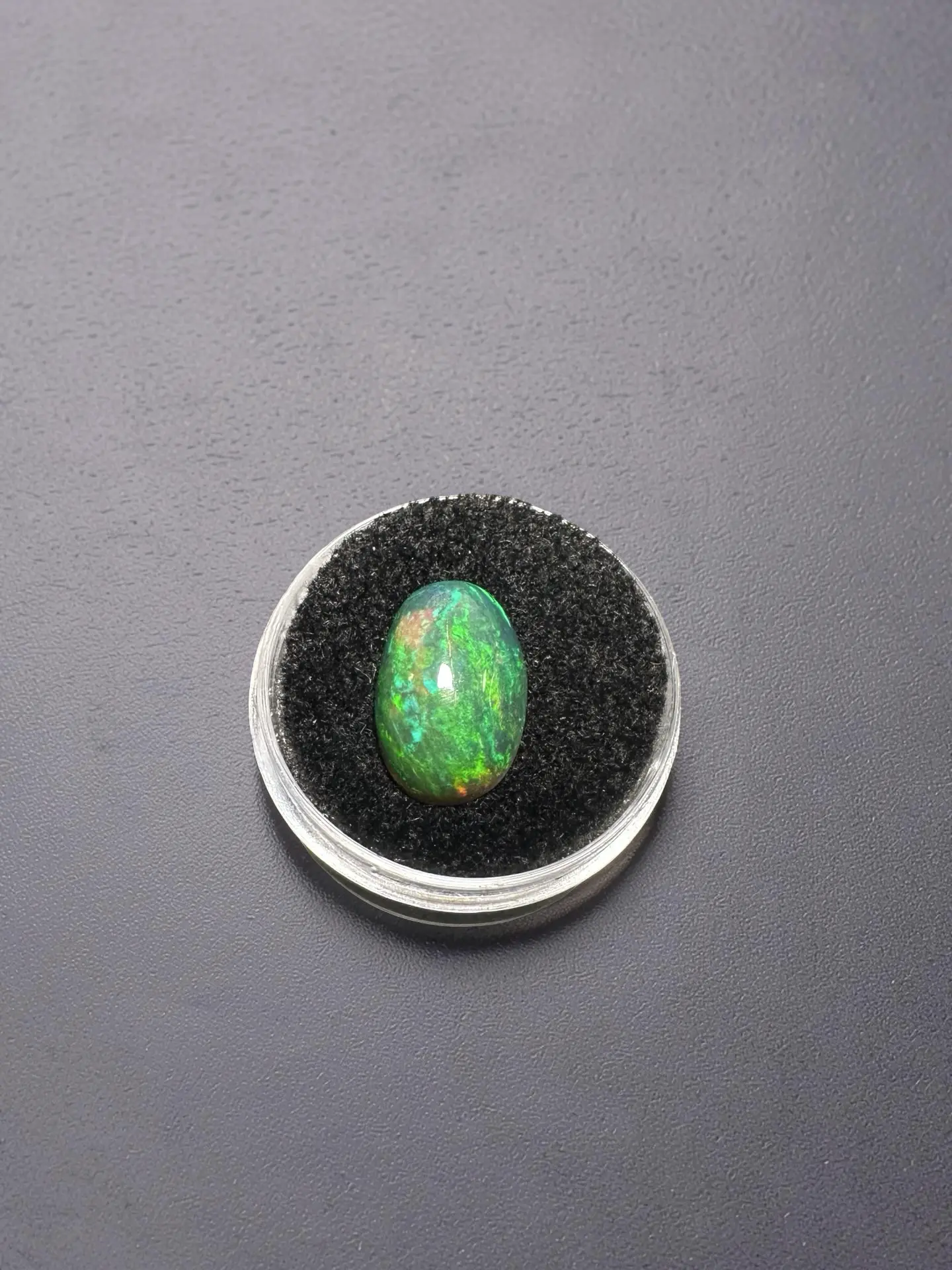 5.12 Carat Smoked Ethiopian Welo Opal Cabochon, Oval Loose Gemstone, Vibrant Glowing Green & Gold Fire, Select Jeweler's Grade