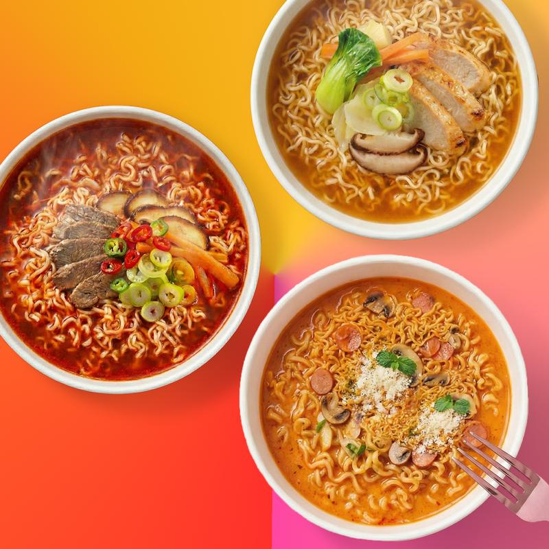 ON RAMYUN 6 PACK Korean Variety Mix Box (6 Cups) – 3-Flavor Mix: Spicy Beef, Spicy Carbocream & Golden Chicken, Authentic K-Ramyun Cup Noodles, Perfect for Dorms, Roommates & Sharing, One Slurp, All the Comfort, Instant Korean Snack Food