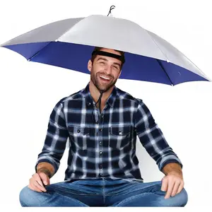37in Hands-Free Umbrella Hat for Adult, Waterproof Sun Rain UV Shield Protection Outdoor Umbrella Cap, Lightweight Portable Design for Hiking, Fishing, Beach, Gardening