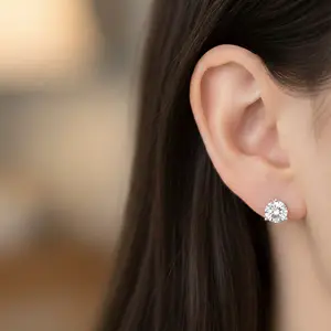 2ctw lab grown diamond stud earring| IGI certified|14k white gold 3 prong setting|1ct each