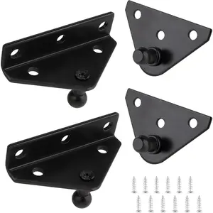 10mm Black Ball Stud Mounting Brackets Set of 4, Gas Strut Mount Bracket for Lift Supports Shocks Spring Prop Lifting