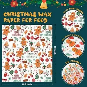 100 Pcs Christmas Wax Paper for Food, Wax Paper Sheets Deli Paper Sandwich Wrap Candy Cookies Wraps