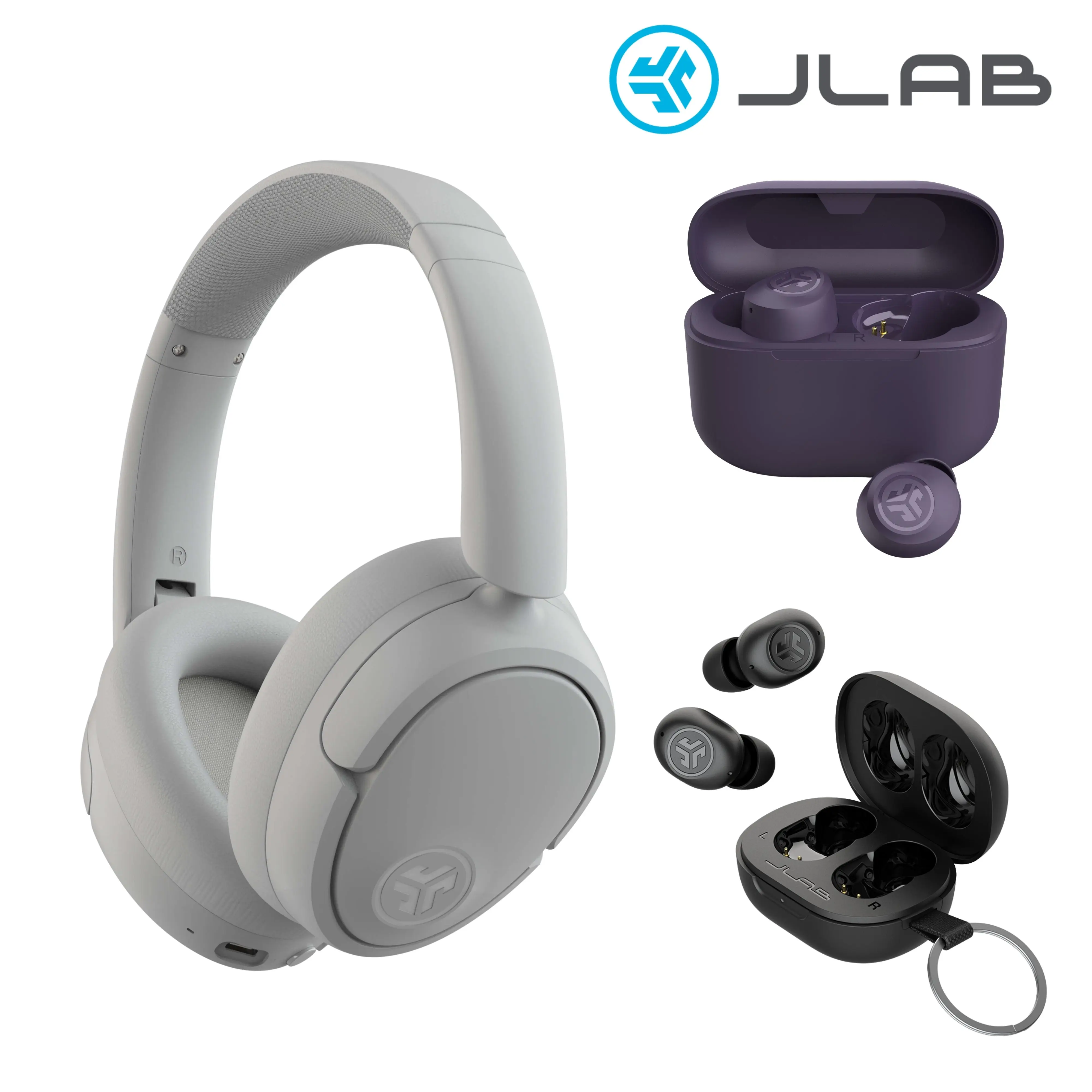 JLab 3-Pack: JBuds Lux ANC Headphones & Go Pop+ Earbuds & JBuds Mini Earbuds Gift Set JLab 3-Pack: JBuds Lux ANC Headphones & Go Pop+ Earbuds & JBuds Mini Earbuds Gift Set